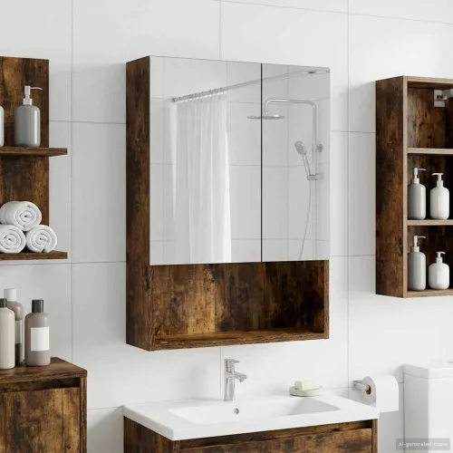  Fürdőszobai tükörszekrény Füstölt tölgy 50 x 14,5 x 70 cm