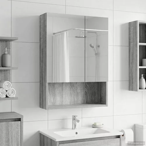  Fürdőszobai tükörszekrény Szürke Sonoma 50 x 14,5 x 70 cm