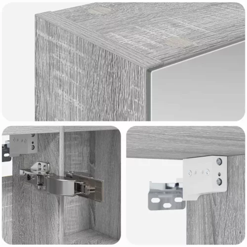  Fürdőszobai tükörszekrény Szürke Sonoma 50 x 14,5 x 70 cm