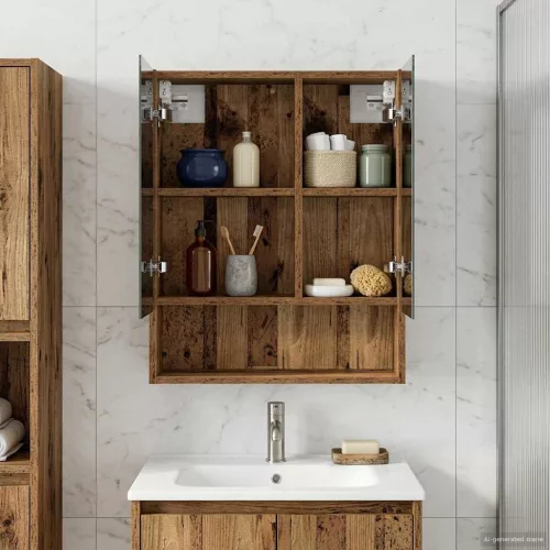  Fürdőszobai tükörszekrény Öreg fa 50 x 14,5 x 70 cm Faanyag