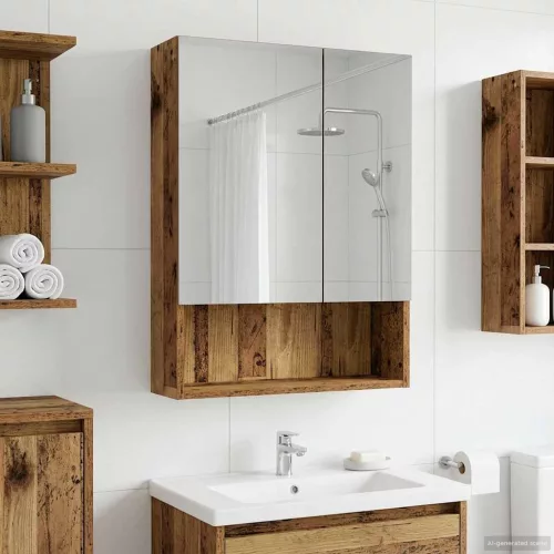  Fürdőszobai tükörszekrény Öreg fa 50 x 14,5 x 70 cm Faanyag