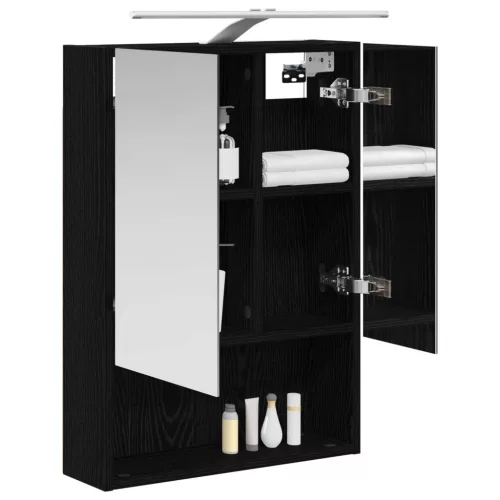  Fürdőszobai tükörszekrény Fekete tölgy 50 x 14,5 x 70 cm