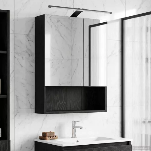  Fürdőszobai tükörszekrény Fekete tölgy 50 x 14,5 x 70 cm