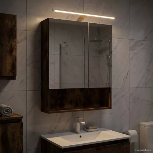  Fürdőszobai tükörszekrény Füstölt tölgy 50 x 14,5 x 70 cm