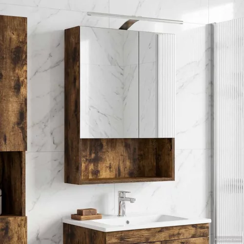  Fürdőszobai tükörszekrény Füstölt tölgy 50 x 14,5 x 70 cm