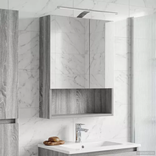  Fürdőszobai tükörszekrény Szürke Sonoma 50 x 14,5 x 70 cm