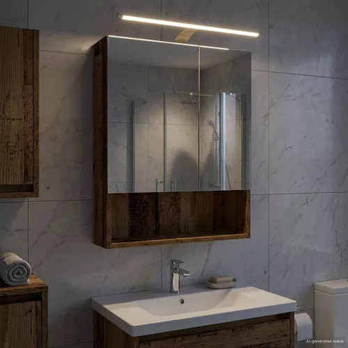  Fürdőszobai tükörszekrény Öreg fa 50 x 14,5 x 70 cm Faanyag