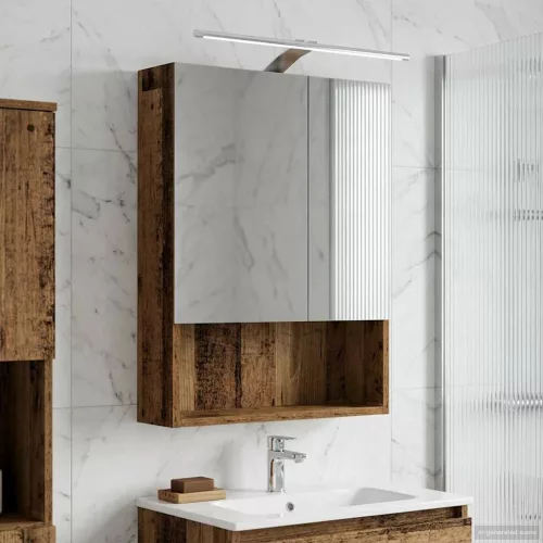  Fürdőszobai tükörszekrény Öreg fa 50 x 14,5 x 70 cm Faanyag