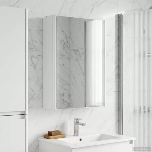  Fürdőszobai tükörszekrény Fehér 33 x 11,5 x 50 cm Faanyag