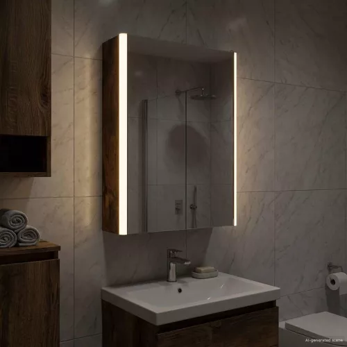  Fürdőszobai tükörszekrény Füstölt tölgy 33 x 11,5 x 50 cm