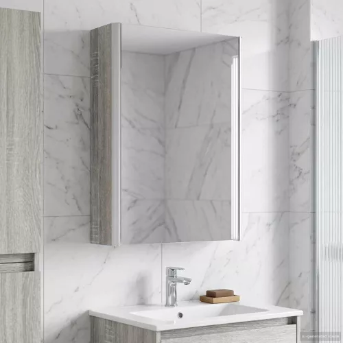  Fürdőszobai tükörszekrény Szürke Sonoma 33 x 11,5 x 50 cm