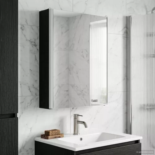  Fürdőszobai tükörszekrény Fekete tölgy 43 x 11,5 x 60,5 cm