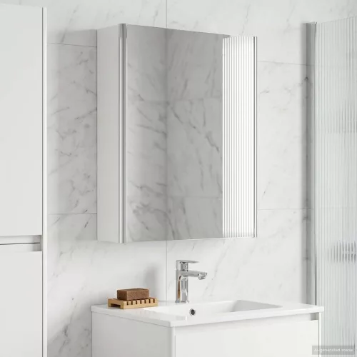  Fürdőszobai tükörszekrény Fehér 53,5 x 15,5 x 70 cm Faanyag