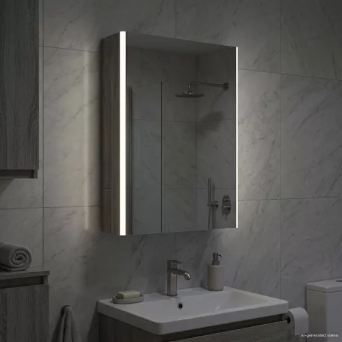  Fürdőszobai tükörszekrény Szürke Sonoma 53,5 x 15,5 x 70 cm