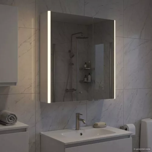  Fürdőszobai tükörszekrény Fehér 63,5 x 15,5 x 70 cm Faanyag