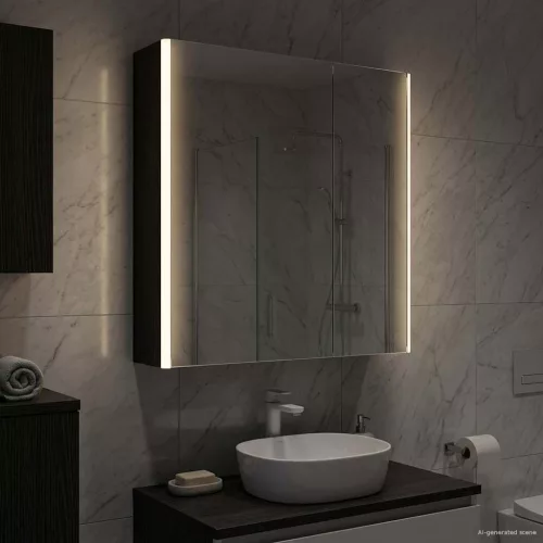  Fürdőszobai tükörszekrény Fekete tölgy 63,5 x 15,5 x 70 cm