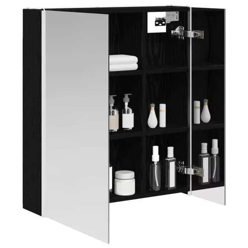  Fürdőszobai tükörszekrény Fekete tölgy 63,5 x 15,5 x 70 cm