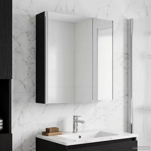  Fürdőszobai tükörszekrény Fekete tölgy 63,5 x 15,5 x 70 cm