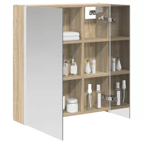  Fürdőszobai tükörszekrény Sonoma tölgy 63,5 x 15,5 x 70 cm