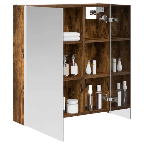  Fürdőszobai tükörszekrény Füstölt tölgy 63,5 x 15,5 x 70 cm