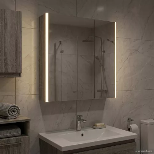  Fürdőszobai tükörszekrény Szürke Sonoma 63,5 x 15,5 x 70 cm