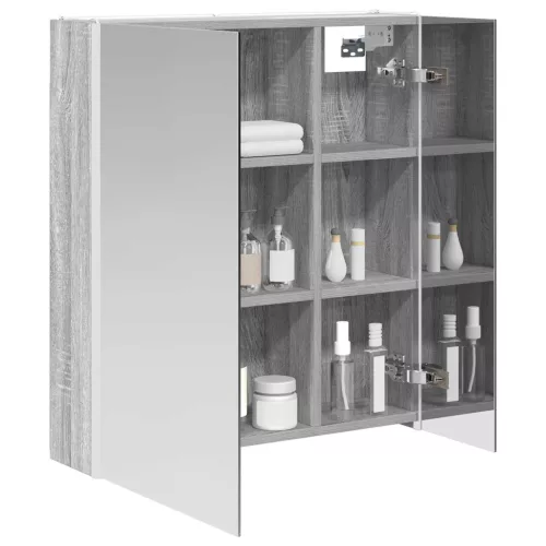  Fürdőszobai tükörszekrény Szürke Sonoma 63,5 x 15,5 x 70 cm