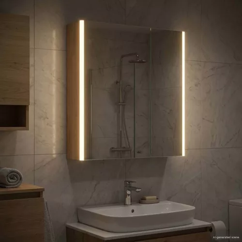  Fürdőszobai tükörszekrény Művészi tölgy 63,5 x 15,5 x 70 cm