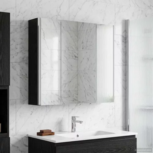  Fürdőszobai tükörszekrény Fekete tölgy 63,5 x 15,5 x 60,5 cm