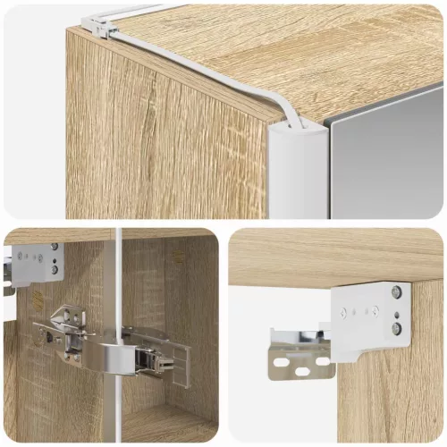  Fürdőszobai tükörszekrény Sonoma tölgy 63,5 x 15,5 x 60,5 cm