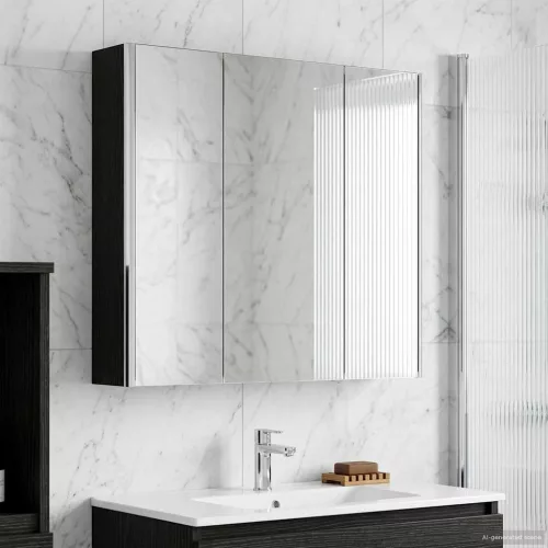  Fürdőszobai tükörszekrény Fekete tölgy 73.5 x 15.5 x 70 cm