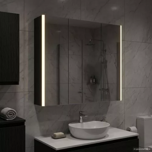  Fürdőszobai tükörszekrény Fekete tölgy 73.5 x 15.5 x 70 cm