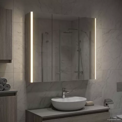  Fürdőszobai tükörszekrény Szürke Sonoma 73.5 x 15.5 x 70 cm