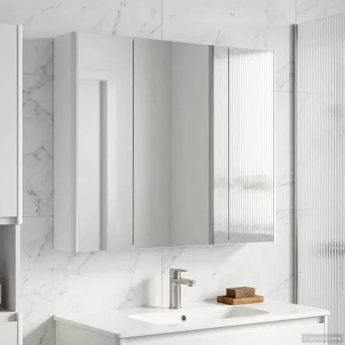  Fürdőszobai tükörszekrény Fehér 83,5 x 15,5 x 70 cm Faanyag