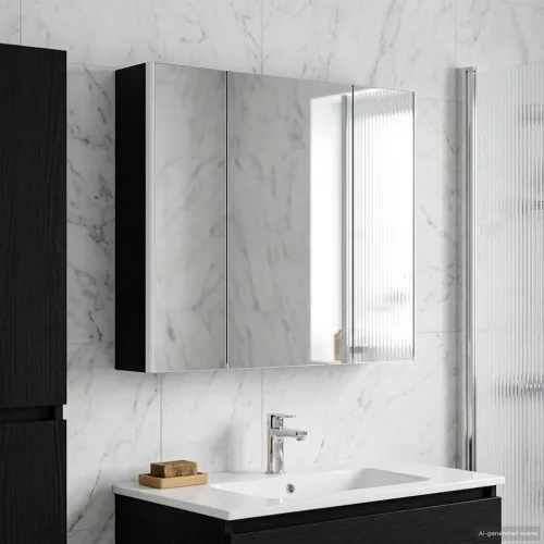  Fürdőszobai tükörszekrény Fekete tölgy 83,5 x 15,5 x 70 cm