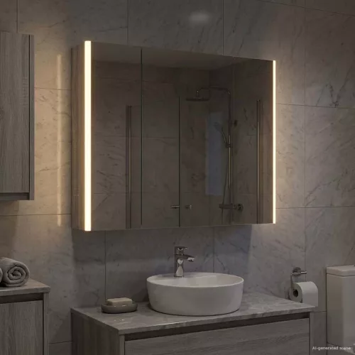  Fürdőszobai tükörszekrény Szürke Sonoma 83,5 x 15,5 x 70 cm