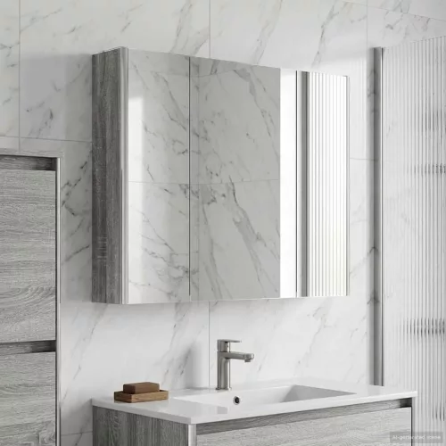  Fürdőszobai tükörszekrény Szürke Sonoma 83,5 x 15,5 x 70 cm