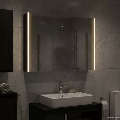  Fürdőszobai tükörszekrény Fekete tölgy 103,5 x 15,5 x 70 cm