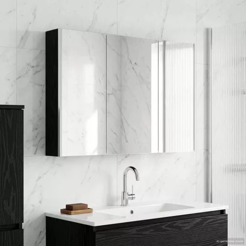  Fürdőszobai tükörszekrény Fekete tölgy 103,5 x 15,5 x 70 cm