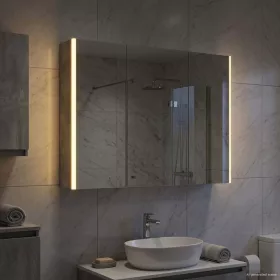    Fürdőszobai tükörszekrény Beton Szürke 103,5 x 15,5 x 70 cm