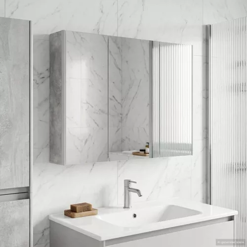  Fürdőszobai tükörszekrény Beton Szürke 103,5 x 15,5 x 70 cm