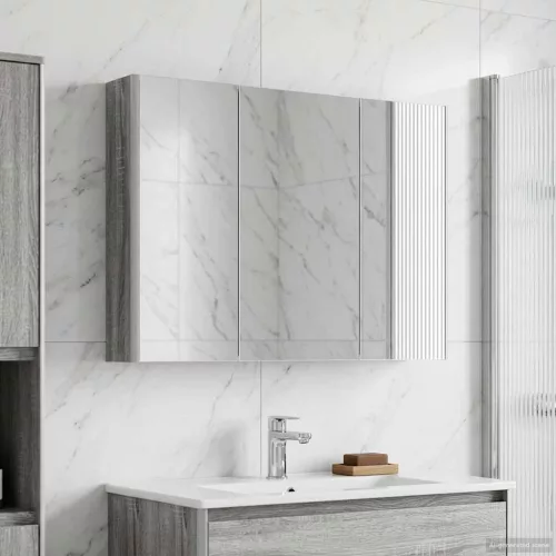  Fürdőszobai tükörszekrény Szürke Sonoma 103,5 x 15,5 x 70 cm