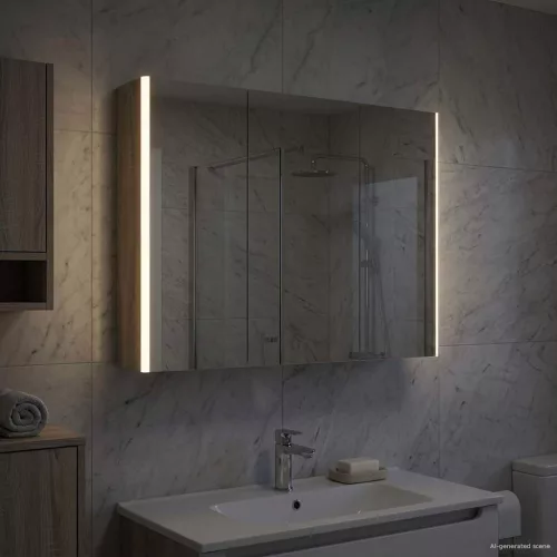  Fürdőszobai tükörszekrény Szürke Sonoma 103,5 x 15,5 x 70 cm