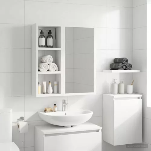  Fürdőszobai faliszekrény Fehér 20 x 10 x 50 cm Mérnöki fa