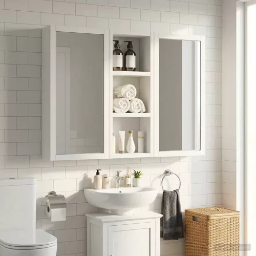  Fürdőszobai faliszekrény Fehér 20 x 10 x 50 cm Mérnöki fa