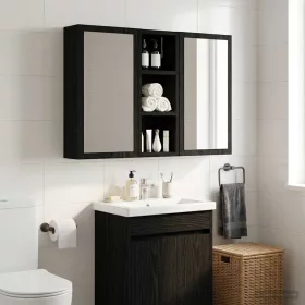   Fürdőszobai faliszekrény polcokkal Fekete Tölgy 20 x 10 x 50 cm