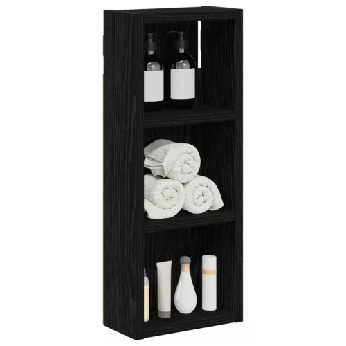  Fürdőszobai faliszekrény polcokkal Fekete Tölgy 20 x 10 x 50 cm