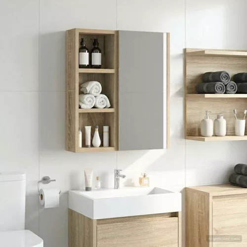  Fürdőszobai faliszekrény polcokkal Sonoma tölgy 20 x 10 x 50 cm