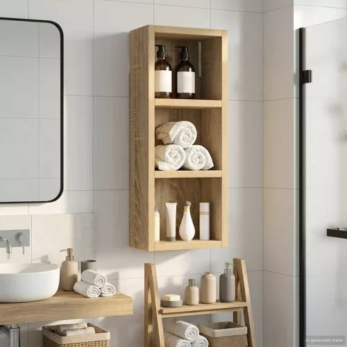  Fürdőszobai faliszekrény polcokkal Sonoma tölgy 20 x 10 x 50 cm