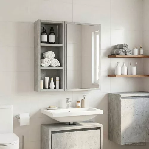  Fürdőszobai faliszekrény polcokkal Beton Szürke 20 x 10 x 50 cm