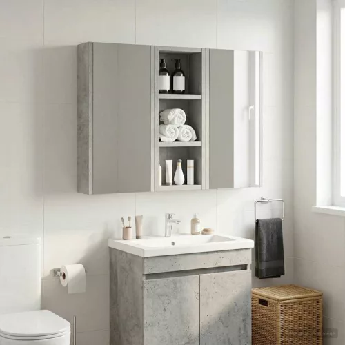  Fürdőszobai faliszekrény polcokkal Beton Szürke 20 x 10 x 50 cm